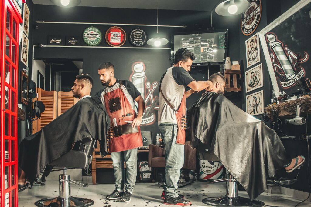 Barbershop w/ clients; small business